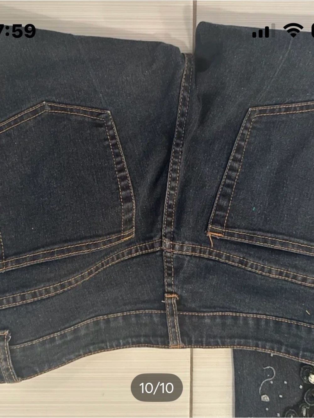 nYDJ wide leg elastic waist blue jean frayed hem - Picture 3 of 9